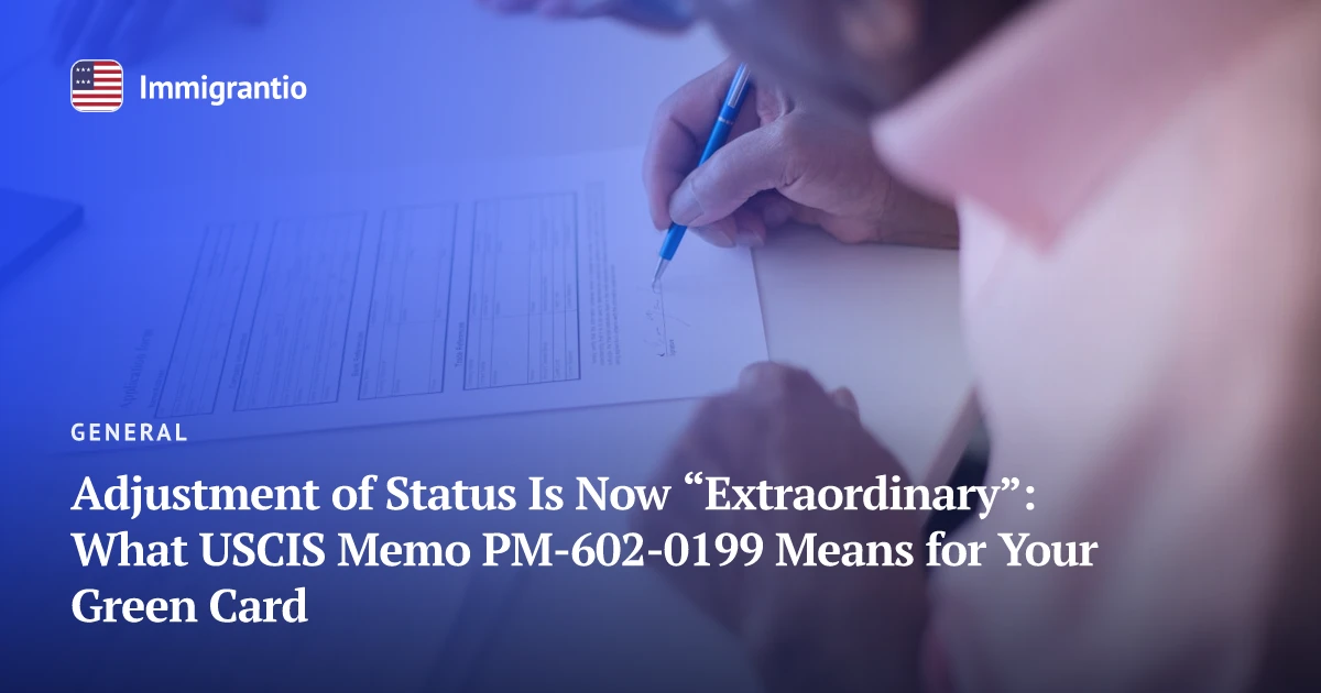 A person signing an application form — USCIS adjustment-of-status memo